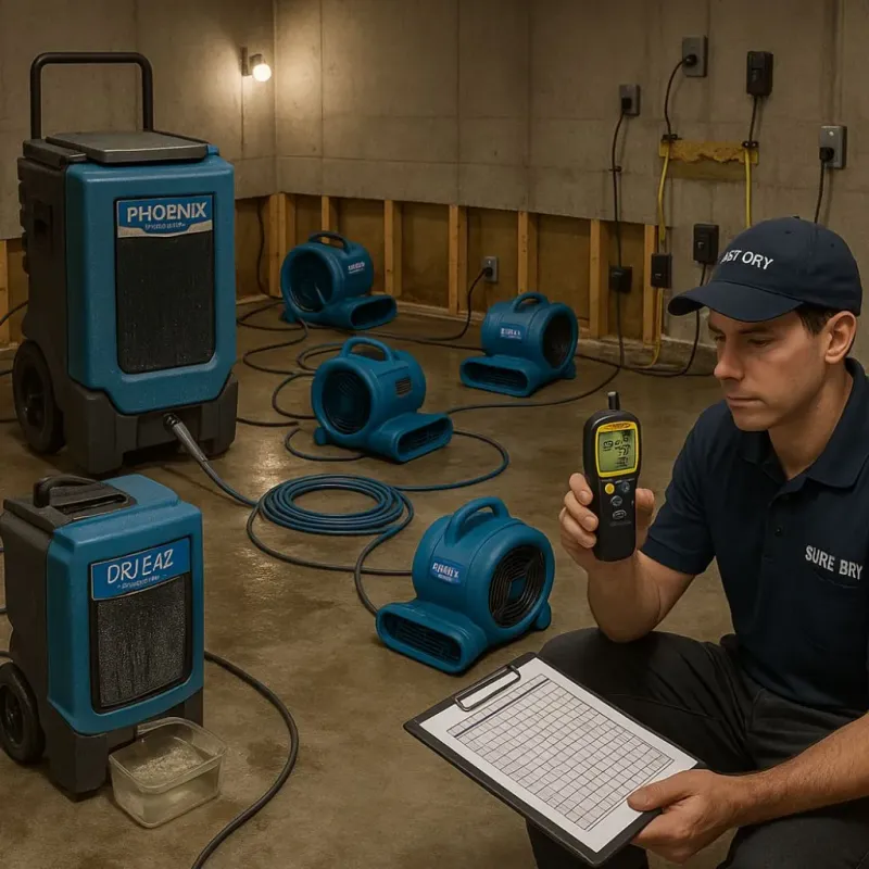 Structural Drying and Dehumidification process in Pumphrey, MD